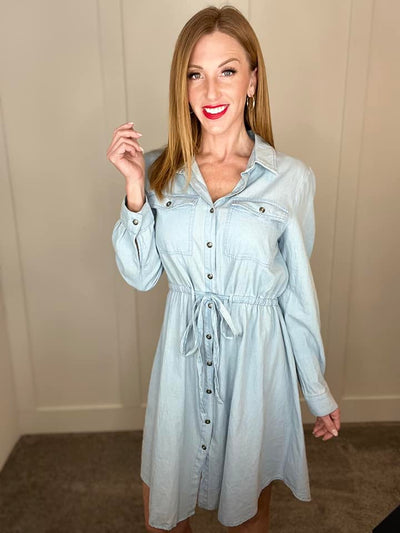 Write Me Love Poems Chambray Shirt Dress