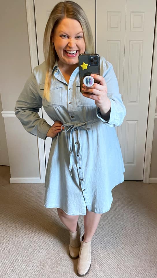 Write Me Love Poems Chambray Shirt Dress