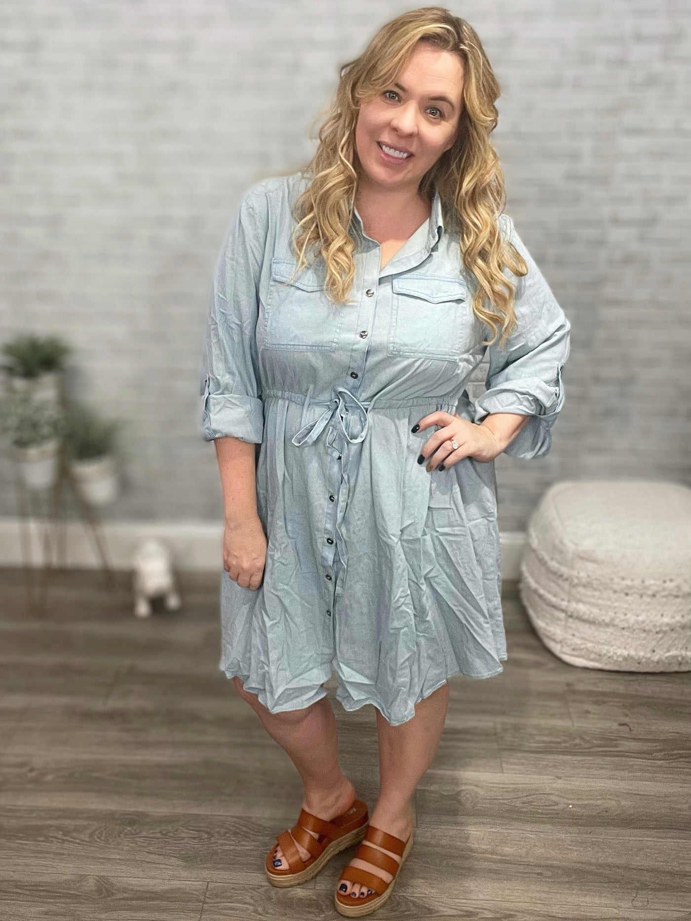 Write Me Love Poems Chambray Shirt Dress