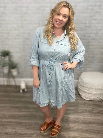 Write Me Love Poems Chambray Shirt Dress
