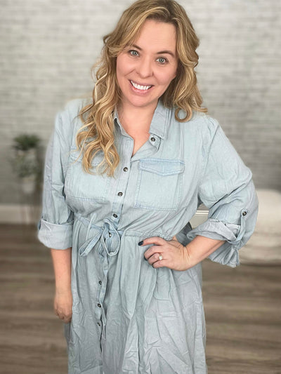 Write Me Love Poems Chambray Shirt Dress