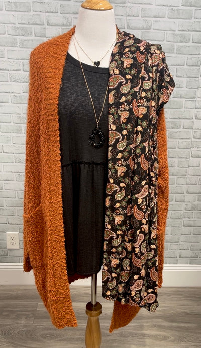 LUXE Fuzzy Cardigan from Michelle Mae in Rust
