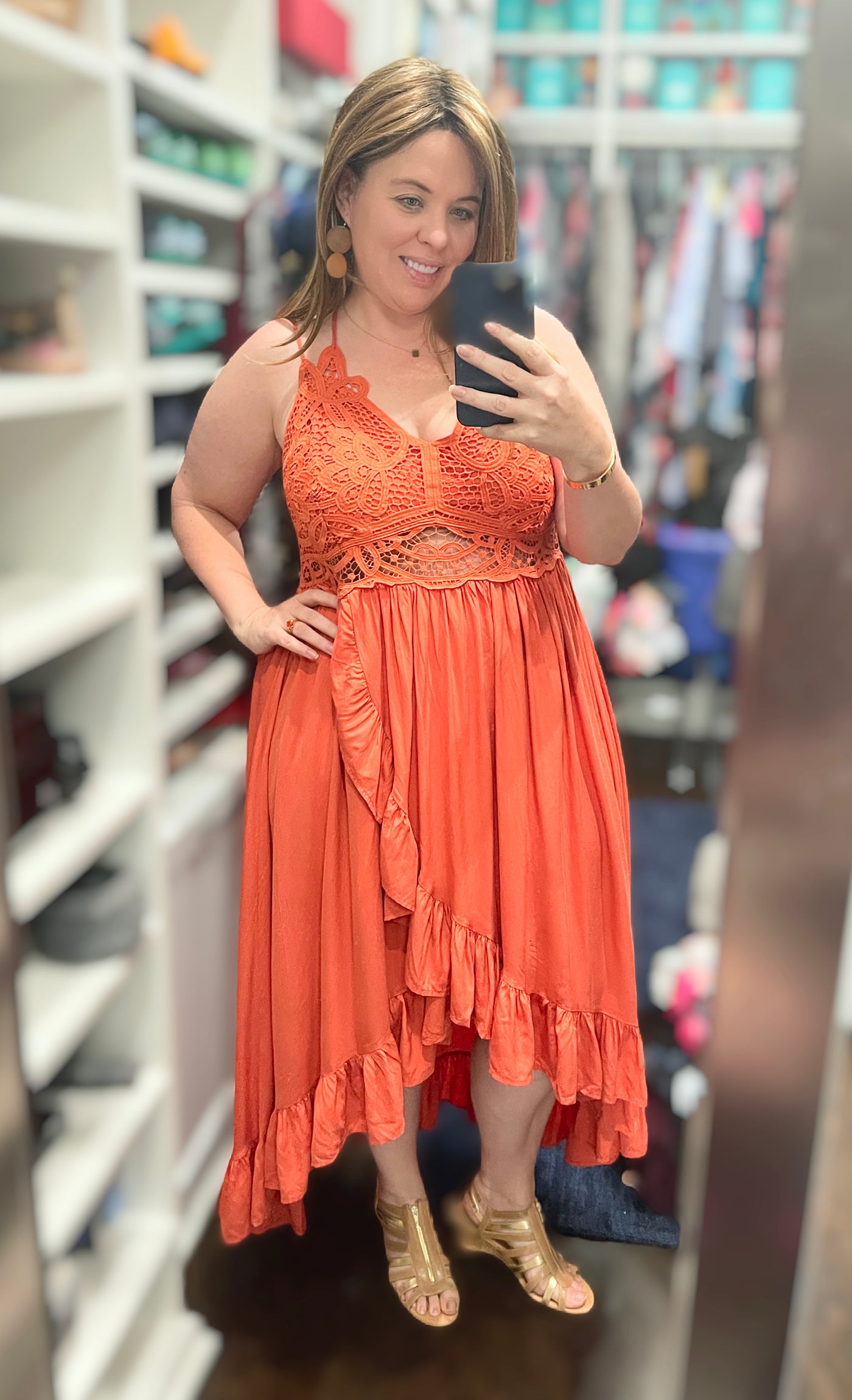 Double Strap Crochet Lace Ruffle Maxi Dress with Smocked Back Just Wear the Dress Boutique Double Strap Crochet Lace Ruffle Maxi Dress with Smocked Back Just Wear the Dress Boutique