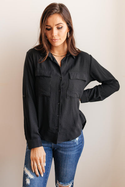 Every Girl's Go To Black Button Down Shirt
