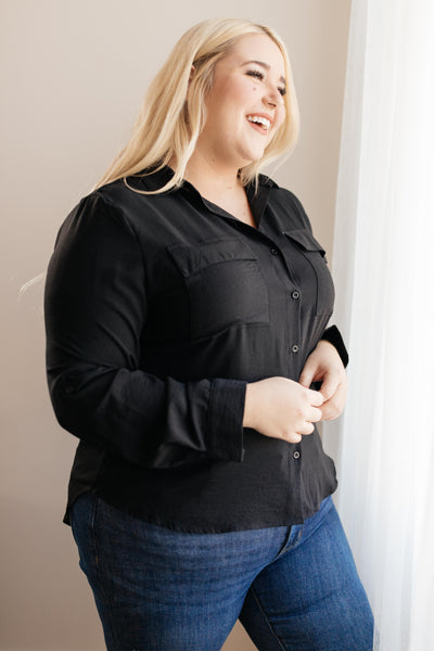 Every Girl's Go To Black Button Down Shirt