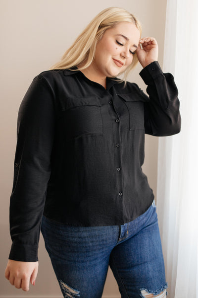 Every Girl's Go To Black Button Down Shirt