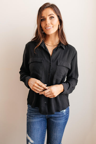 Every Girl's Go To Black Button Down Shirt