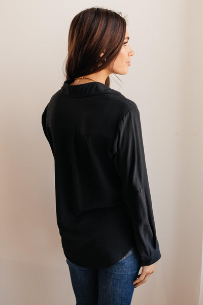 Every Girl's Go To Black Button Down Shirt
