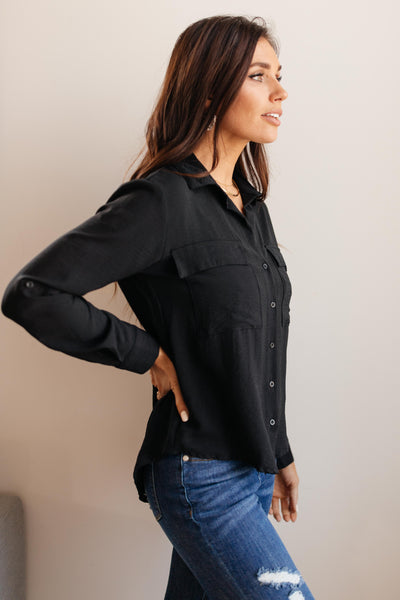 Every Girl's Go To Black Button Down Shirt