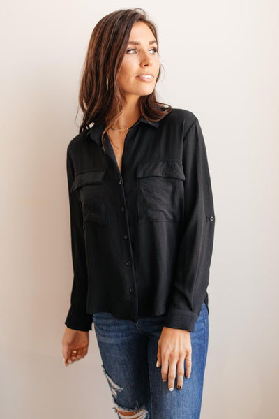 Every Girl's Go To Black Button Down Shirt