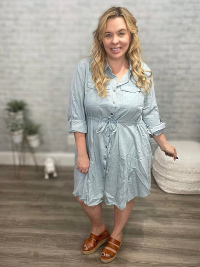 Write Me Love Poems Chambray Shirt Dress