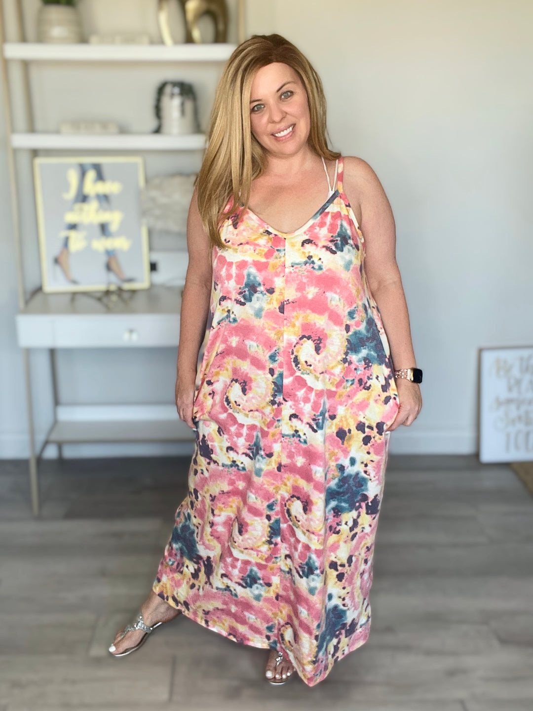 french terry maxi dress French Terry Tie Dye Maxi Dress – Just Wear the Dress Boutique