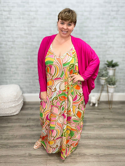 "Groovy" Large Scale Floral Maxi Dress with Pockets