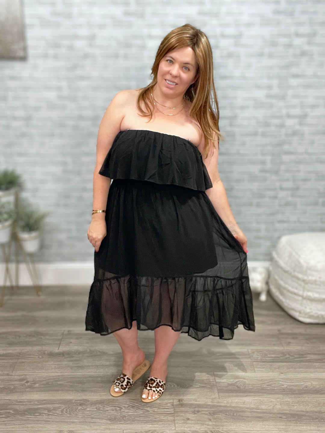 Black Ruffle Moonlit Date Dress