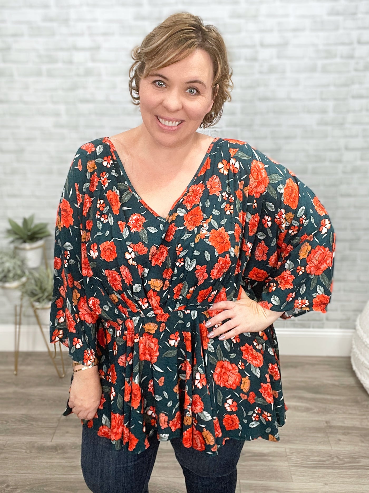 On To the Next Vibe Peplum Floral Blouse