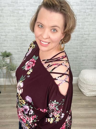 Floral Top with Shoulder Detail