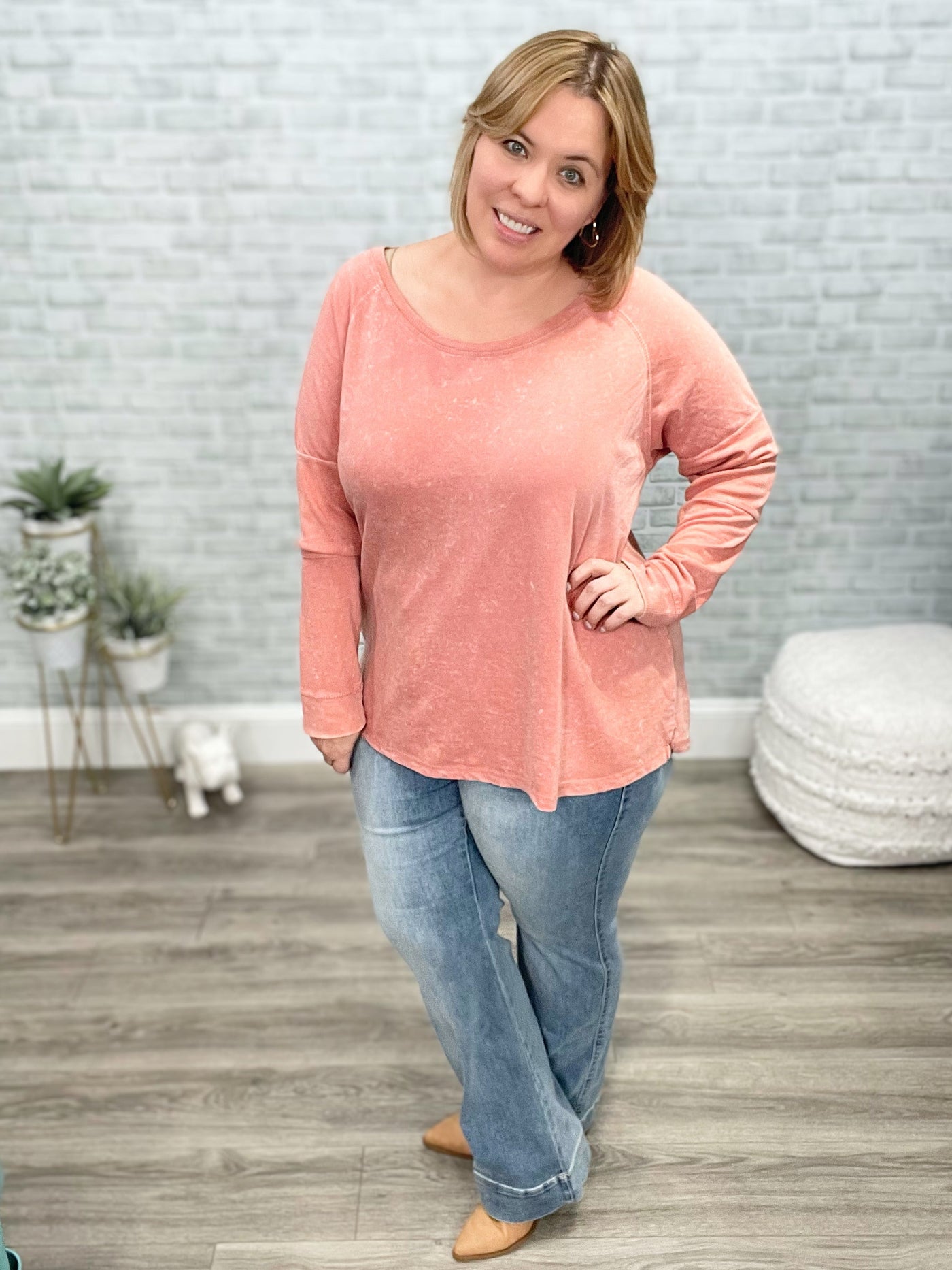 Fun Beginnings Raglan Top In Dusty Mauve