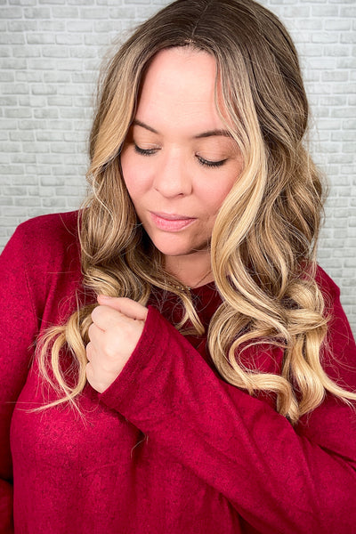 Brushed Soft Hacci Ruffle Bottom Knit Tunic