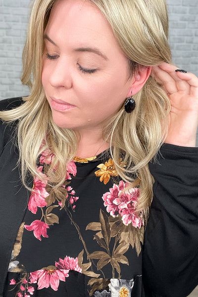 Black Onyx Eyelet Leverback Earrings {Dixie Bliss}