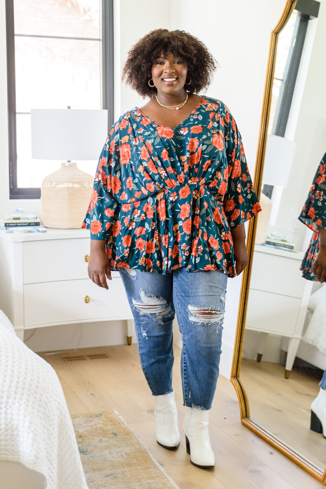 On To the Next Vibe Peplum Floral Blouse