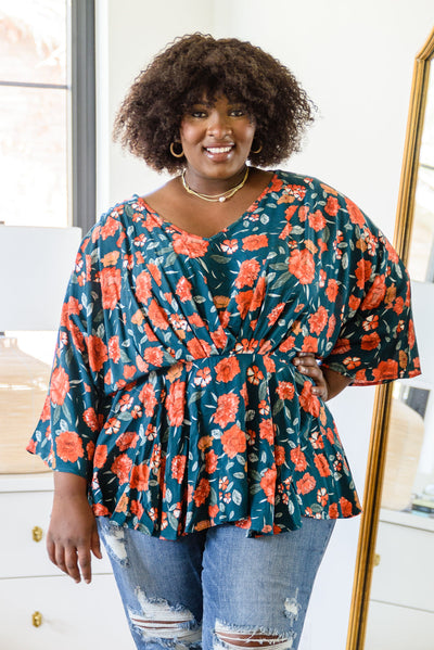 On To the Next Vibe Peplum Floral Blouse