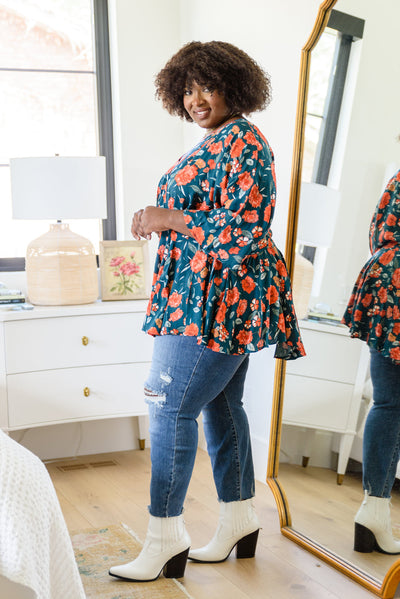 On To the Next Vibe Peplum Floral Blouse