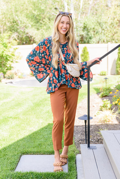 On To the Next Vibe Peplum Floral Blouse