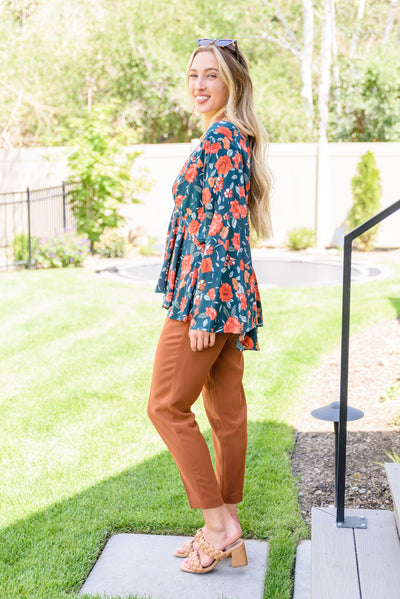 On To the Next Vibe Peplum Floral Blouse