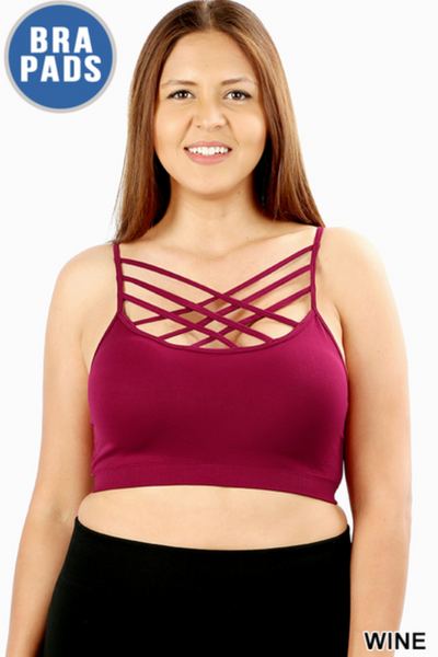 Triple Criss Cross Front Bralette with Removable Pads