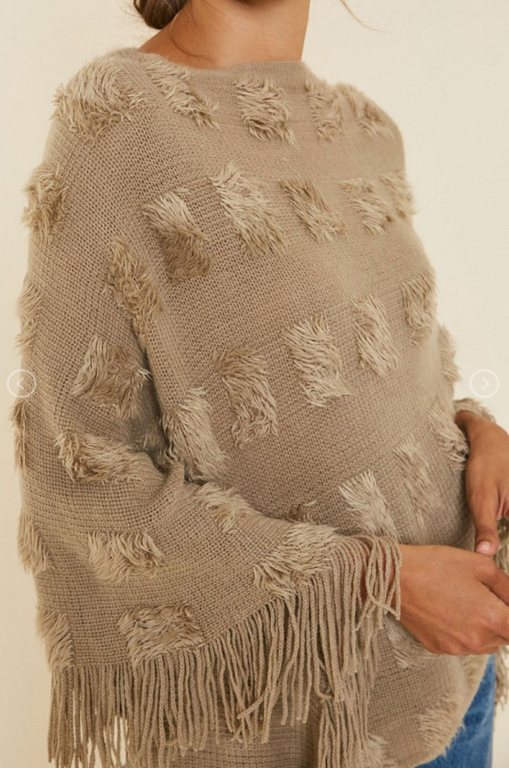Super Soft Khaki Fringe Poncho