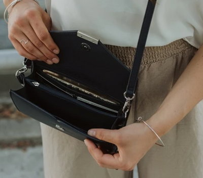 "Timeless" Wallet Purse with See Through Touch Phone Pocket - Navy