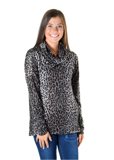 Hawthorne Leopard Funnel Neck Hi-Lo Tunic