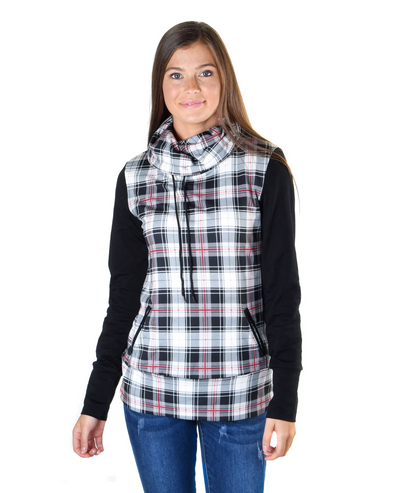 "Tangled Up in Plaid" Funnel Neck Sweatshirt