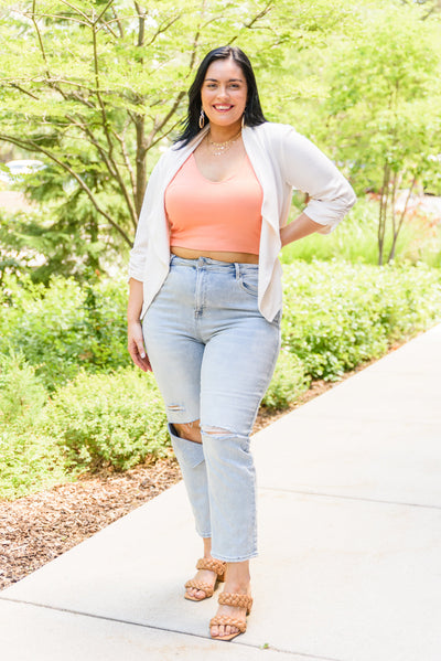Tell Me More Ribbed Crop Top In Coral with Built in Bra!