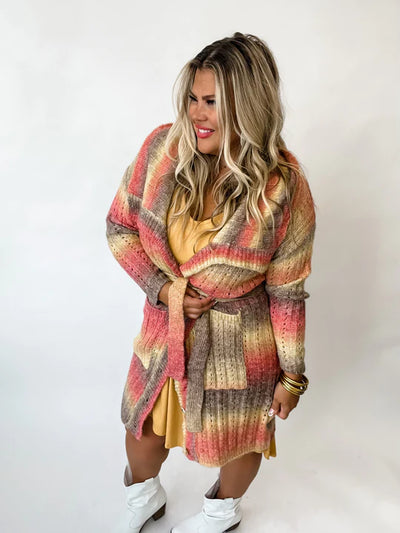 Duster Length "Celine" Cardigan with Belt by Blakeley