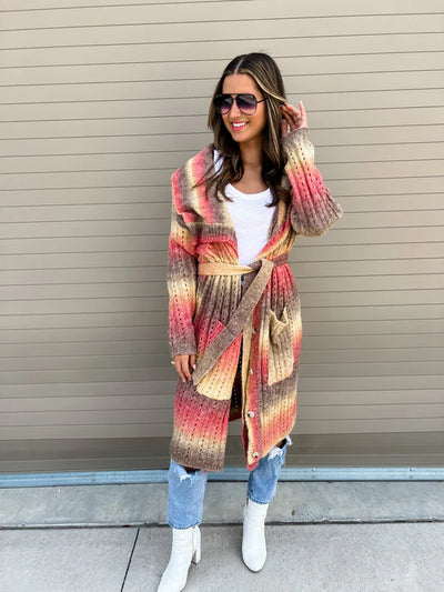 Duster Length "Celine" Cardigan with Belt by Blakeley
