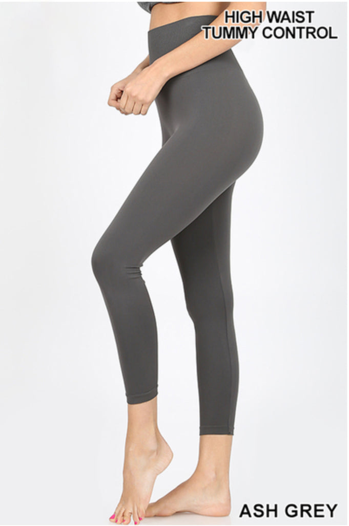 High Waist Capri Leggings with Tummy Control - Ash Gray – Just Wear the  Dress Boutique