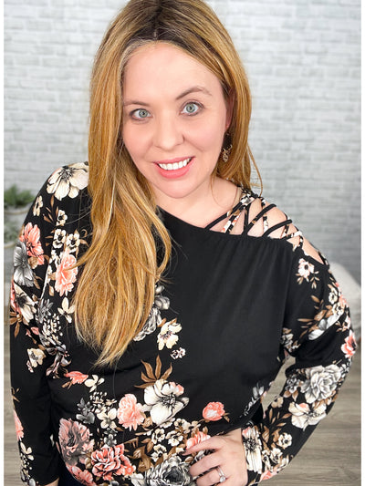 Floral Top with Shoulder Detail