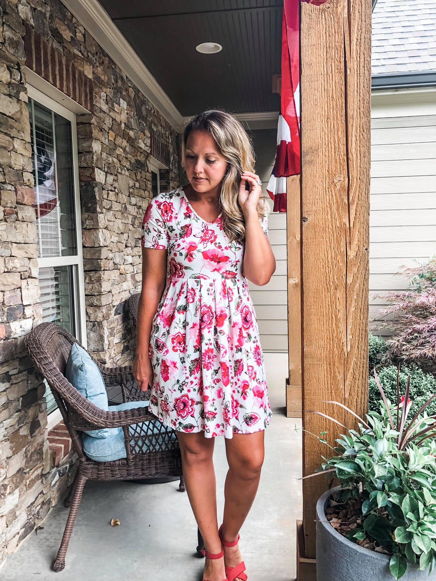 White & Pink Floral "Aria" Dress