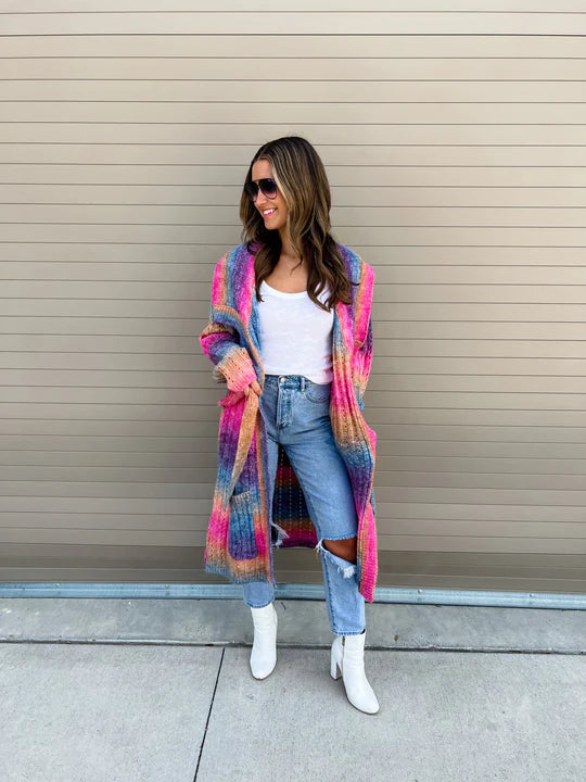 Duster Length "Celine" Cardigan with Belt by Blakeley