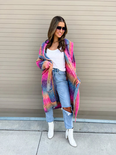 Duster Length "Celine" Cardigan with Belt by Blakeley