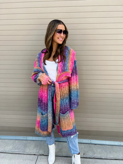Duster Length "Celine" Cardigan with Belt by Blakeley