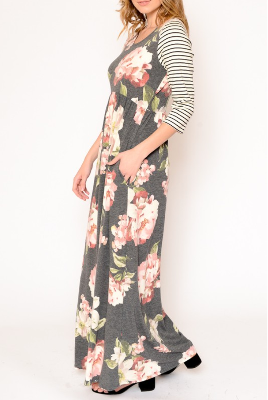 Play with Prints 3/4 Sleeve Maxi Dress