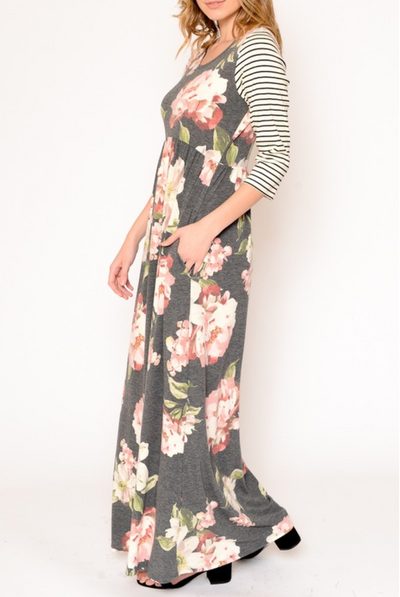 Play with Prints 3/4 Sleeve Maxi Dress